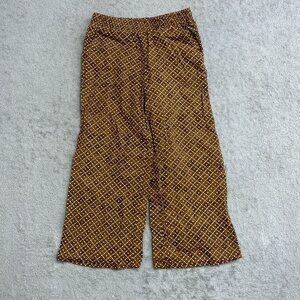 NWOT Hurley Women's S Brown & White Diamond Print Wide Leg Pants Cotton
